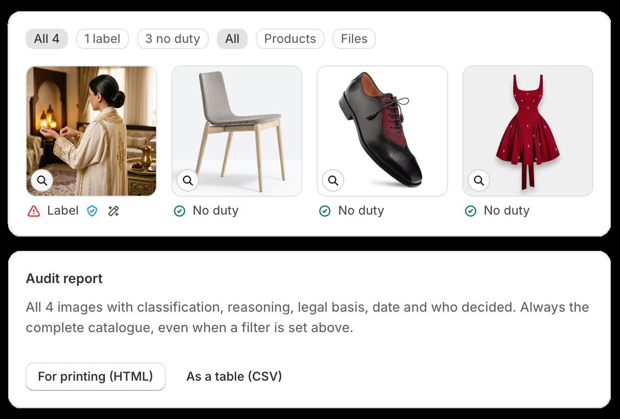 Image list with findings and report export