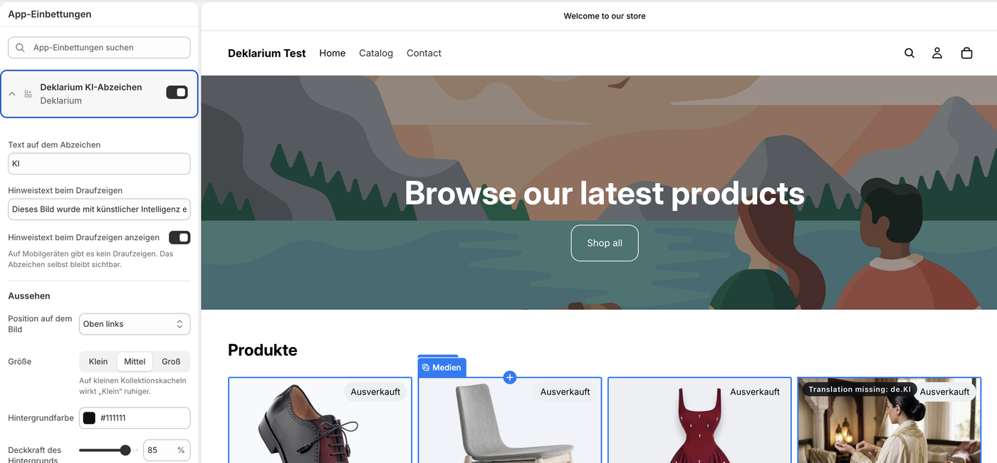Enabling the app embed in the theme editor