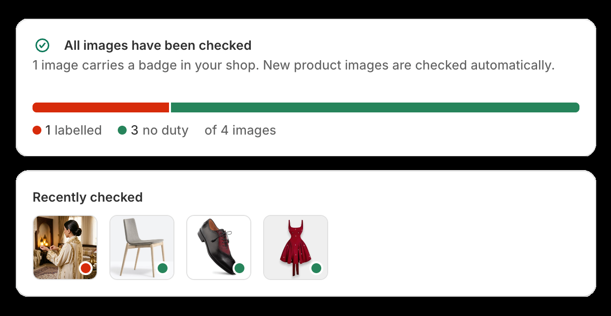Overview with progress and recently checked images